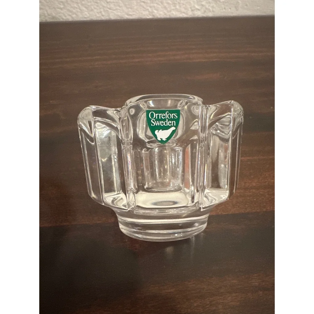 Orrefors Sweden Stella Crystal‎ Votive Taper Candle Holders Set of 2